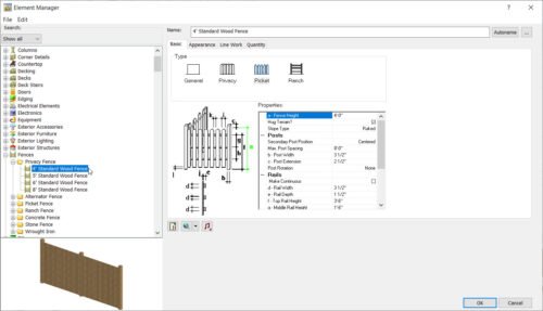4' Fence dialog box